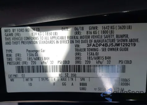 2018 Ford Fiesta Se from USA, damaged, VIN 3FADP4BJ5JM129219
